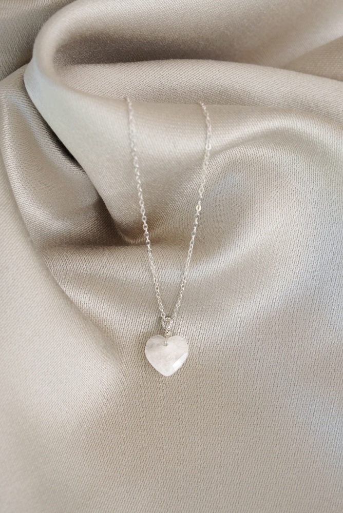 925 Silver Quartz Heart Necklace