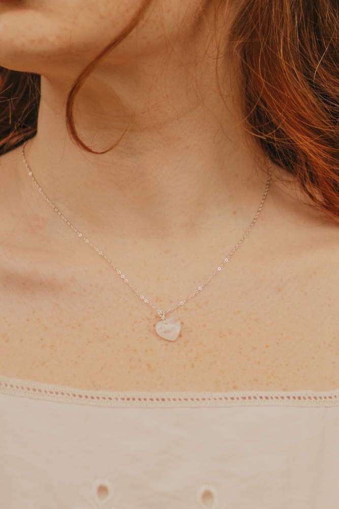 925 Silver Quartz Heart Necklace