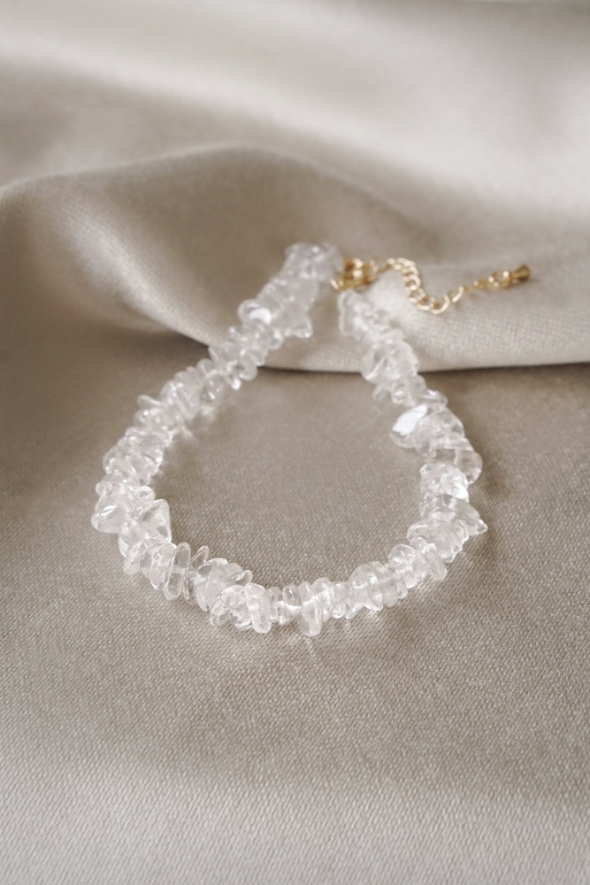 Gold Tone Raw Quartz Anklet