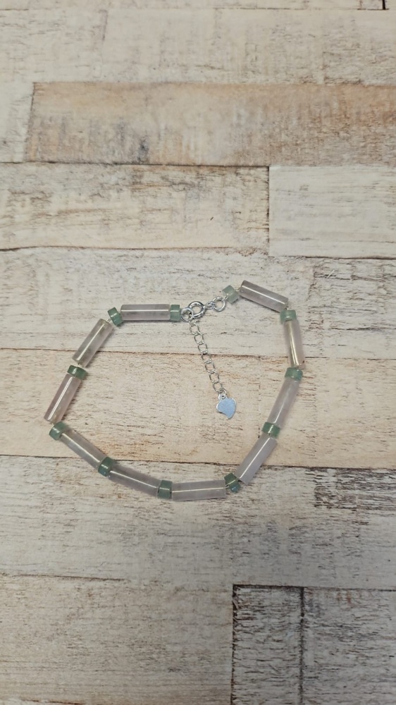 925 Sterling Silver Rose Quartz & Aventurine Bracelet