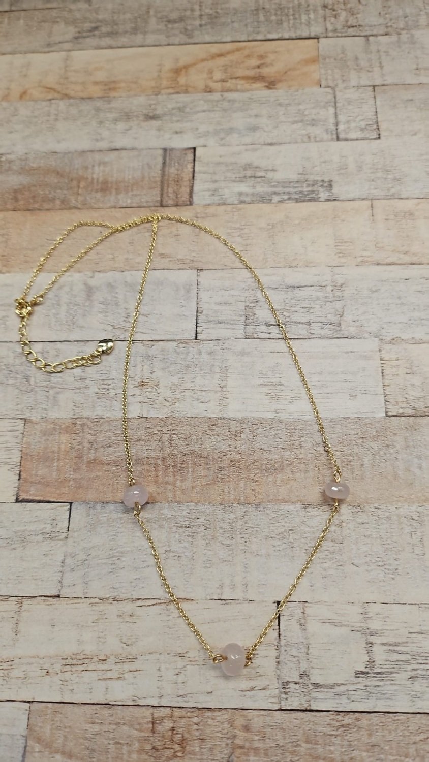 14ct Gold Plate & Rose Quartz Necklace