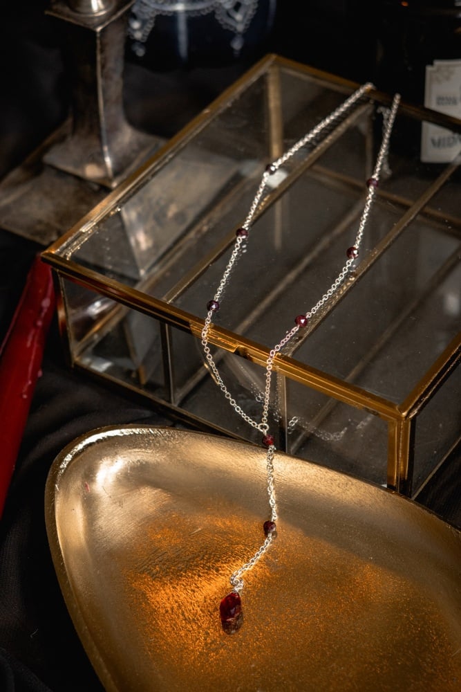 Red Garnet Halloween Single Drop Necklace