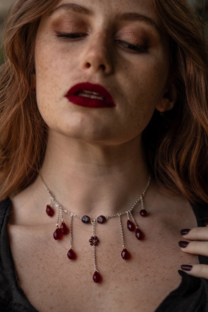 Red Garnet "Queen of The Damned" Halloween Choker Necklace