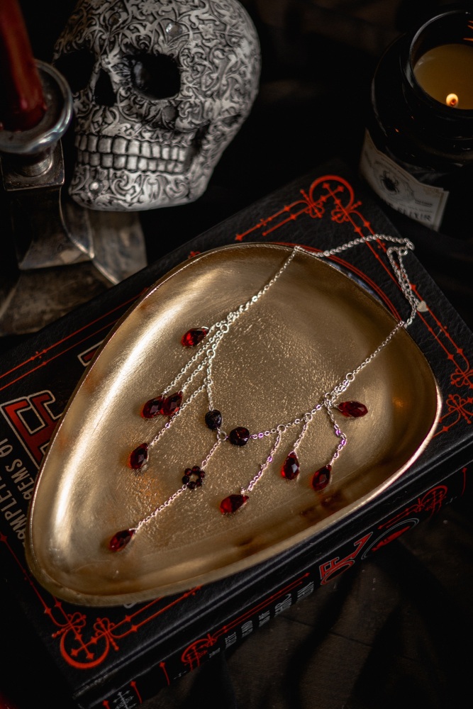 Red Garnet "Queen of The Damned" Halloween Choker Necklace