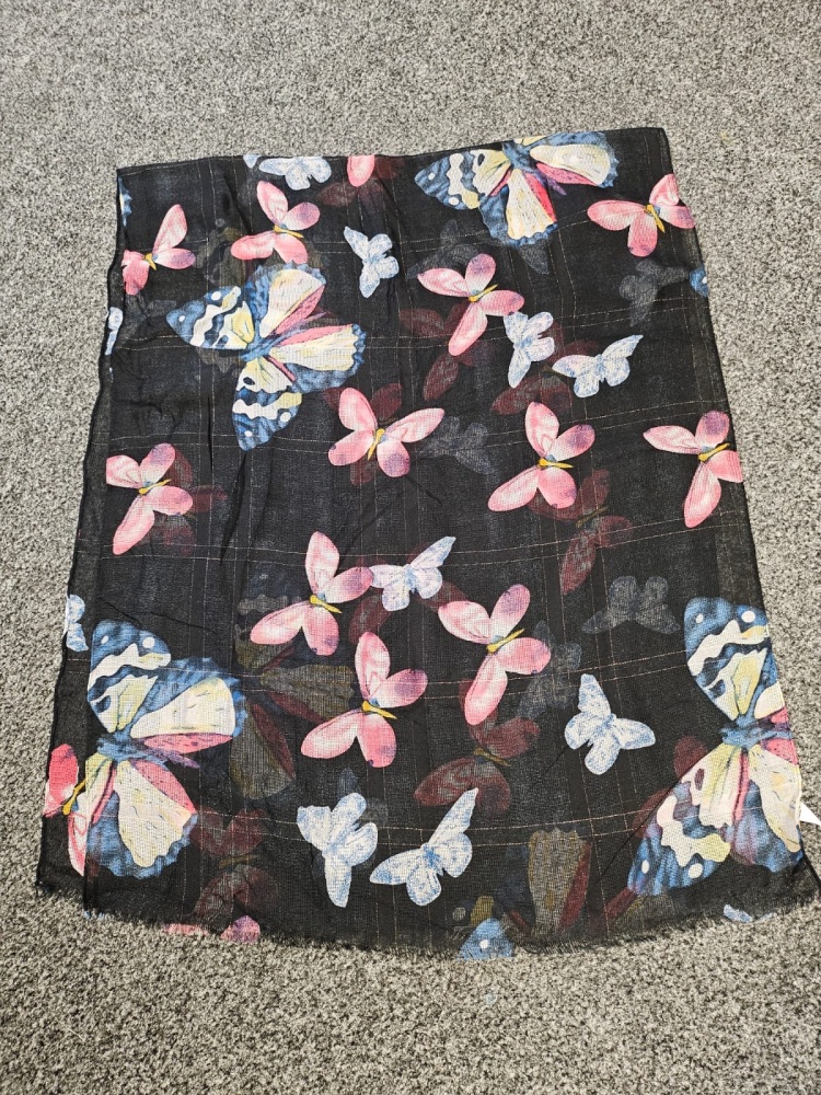 Intrigue Black Butterfly Scarf