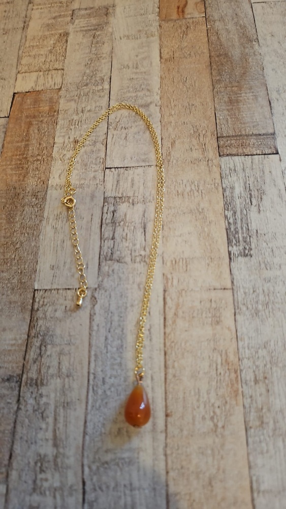 14ct Gold and Orange Agate Necklace