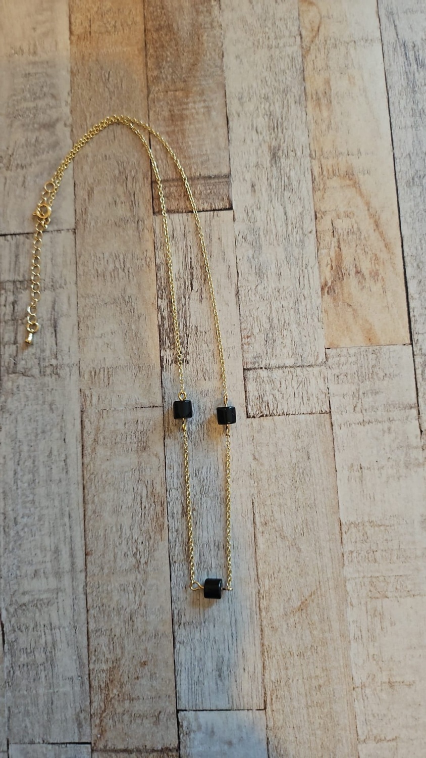 14ct Gold Plate Necklace & Black Obsidian