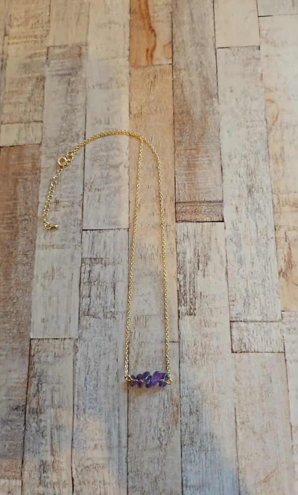 14ct Gold Plate Necklace & Amethyst