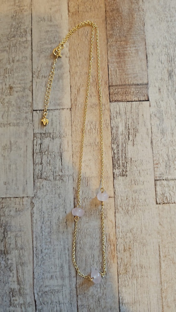 14ct Gold Plate & Rose Quartz Necklace