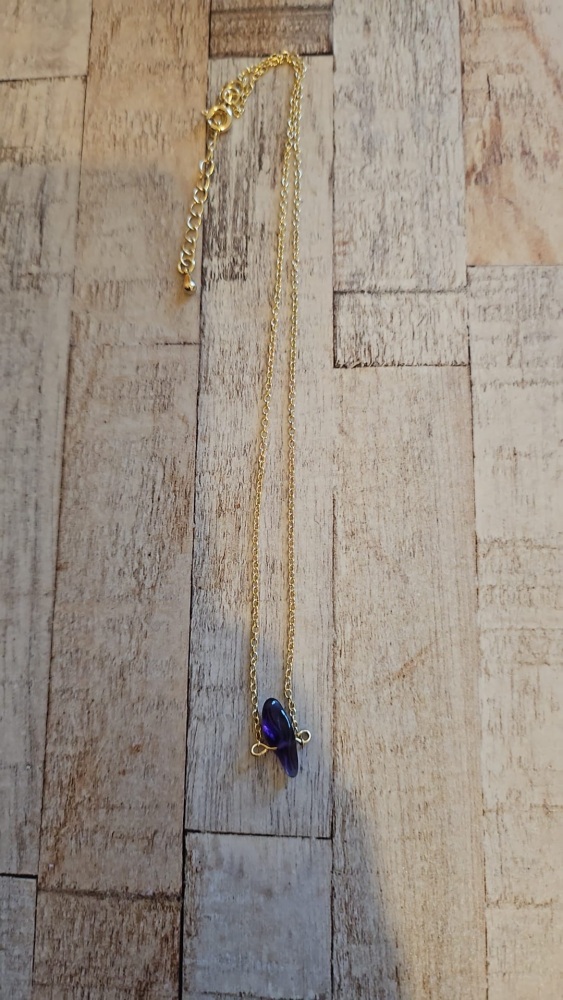 14ct Gold Plate Choker Necklace & Lapis Lazuli