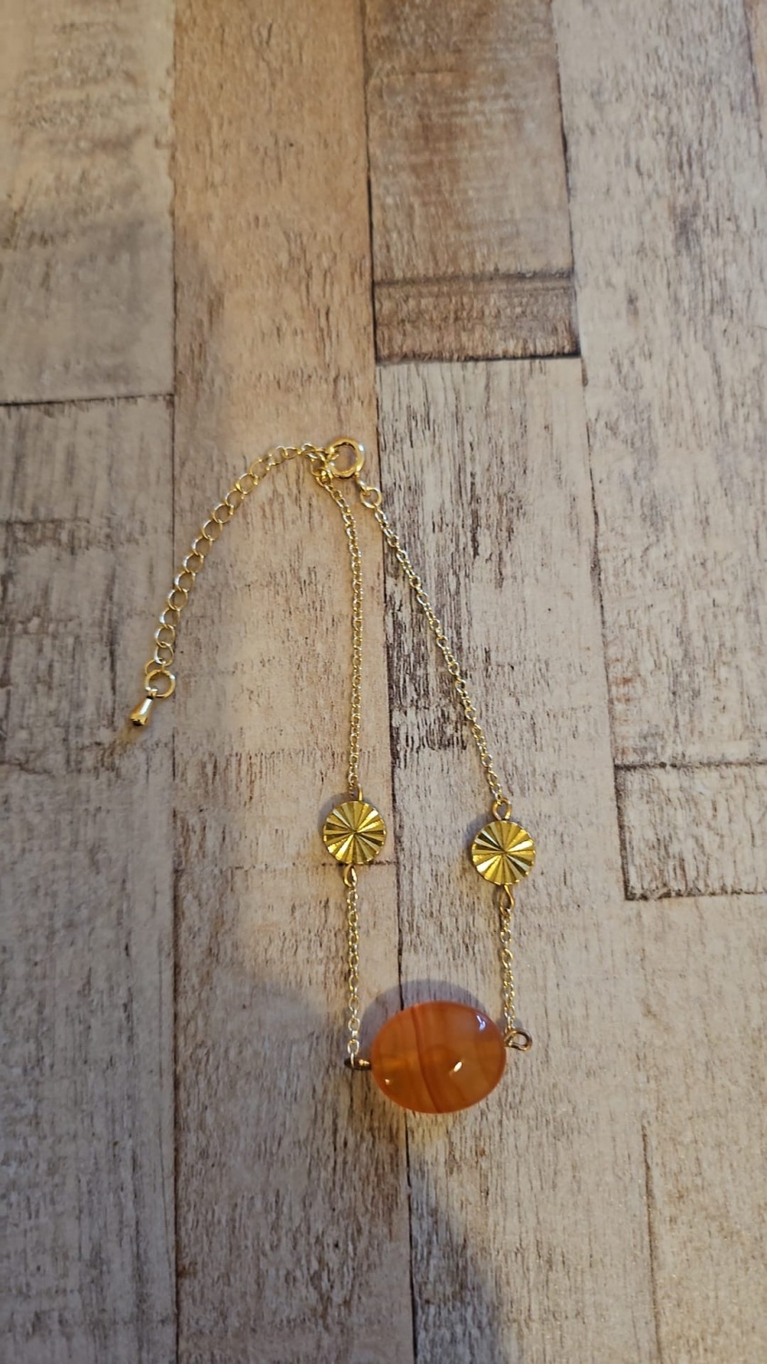 14ct Gold Plate Bracelet & Orange Agate