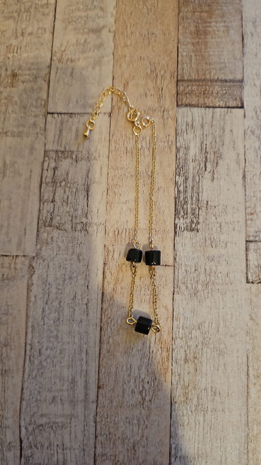 14ct Gold Plate Bracelet & Black Obsidian