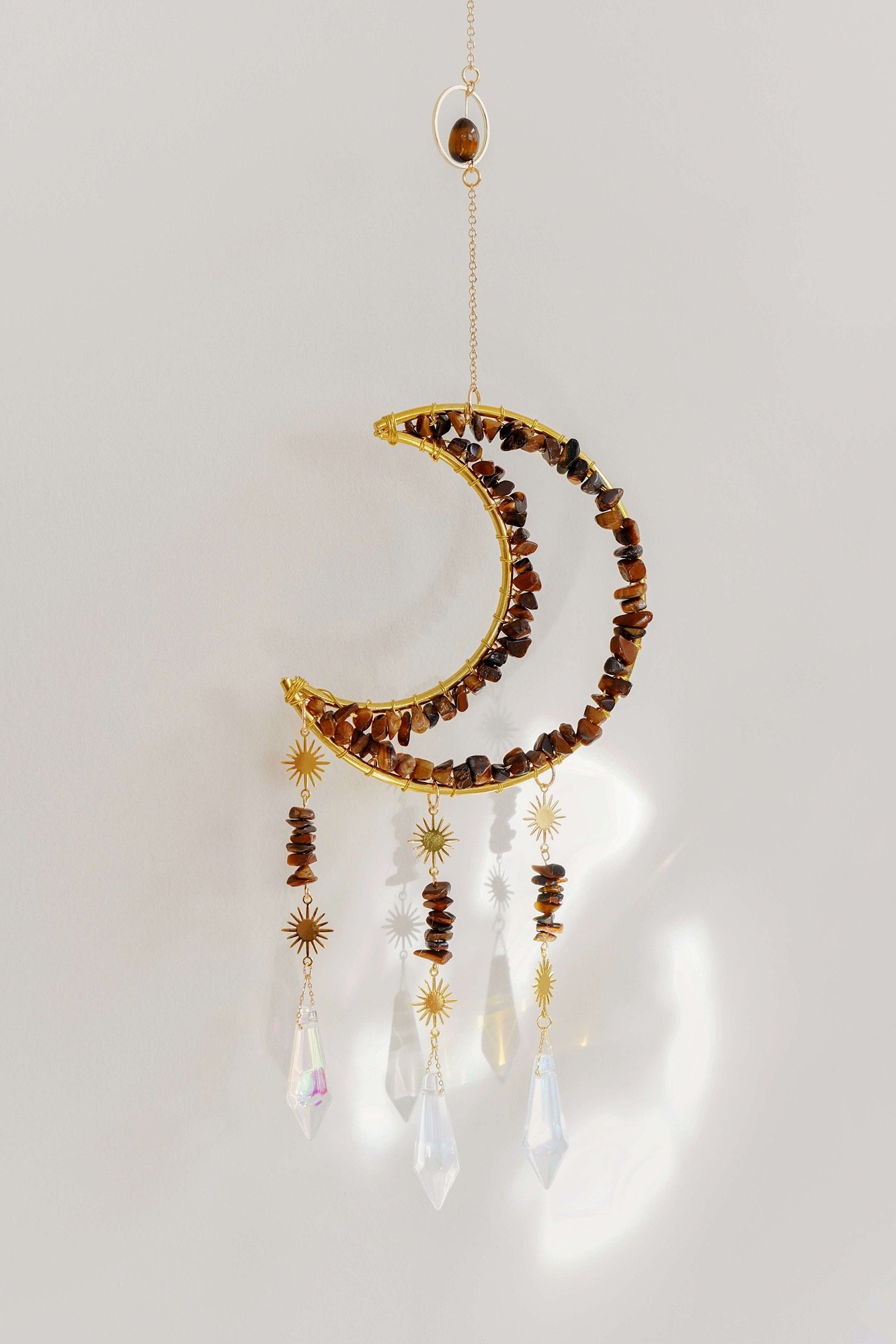 Tiger's Eye Half Moon Suncatcher by Xander Kostroma