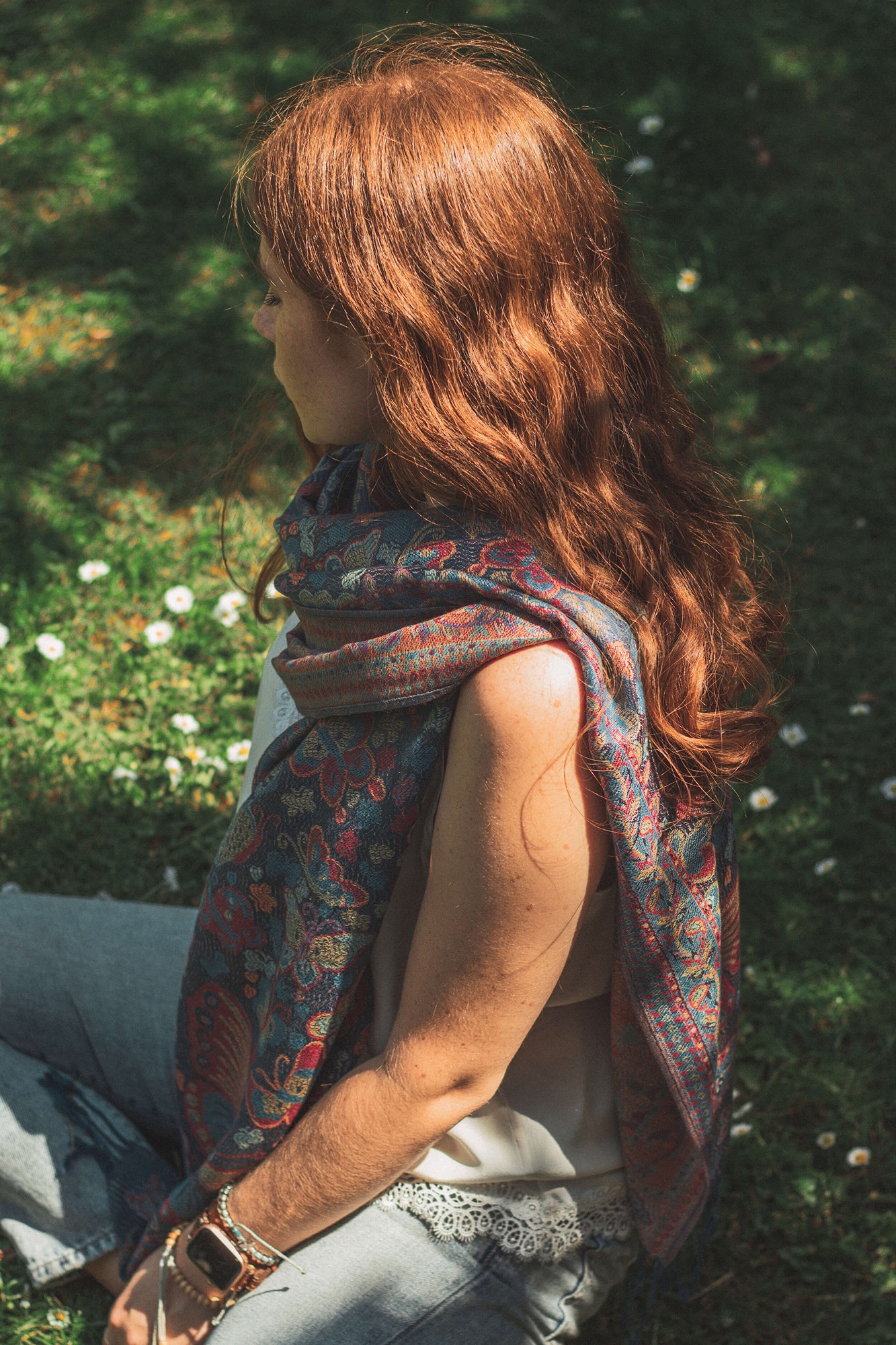 Navy Blue Butterfly Pashmina by Xander Kostroma