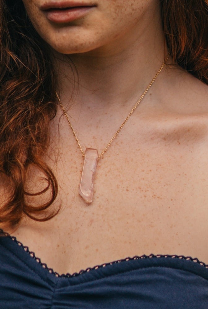 14ct Gold Plate & Rose Quartz Necklace