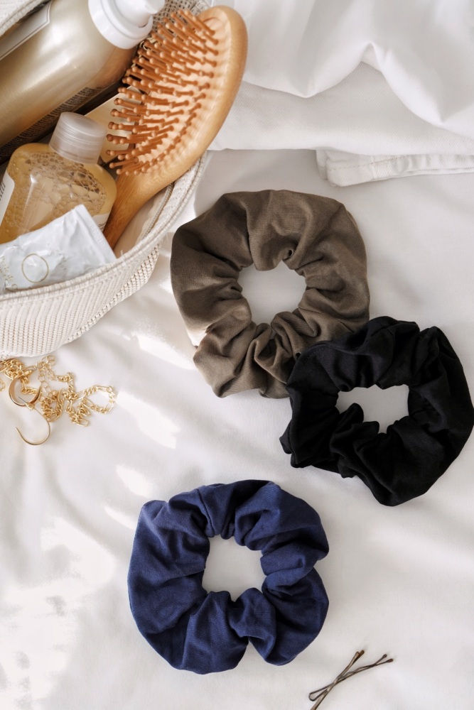 Navy Blue 100% Cotton Hair Scrunchie