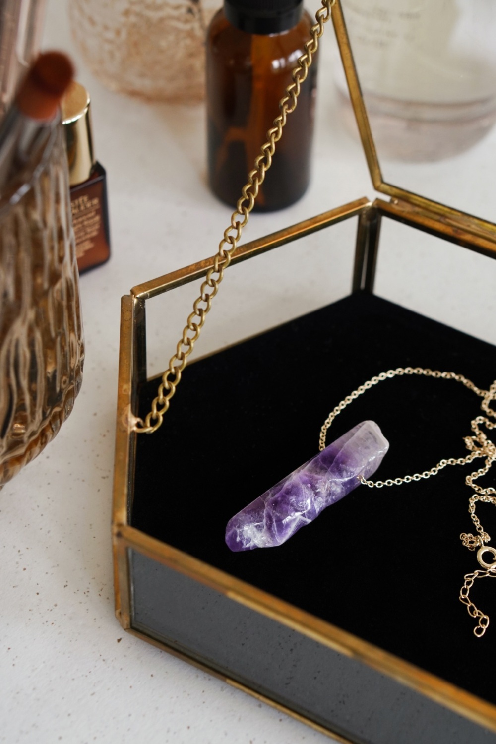 14ct Gold Plate & Amethyst Necklace