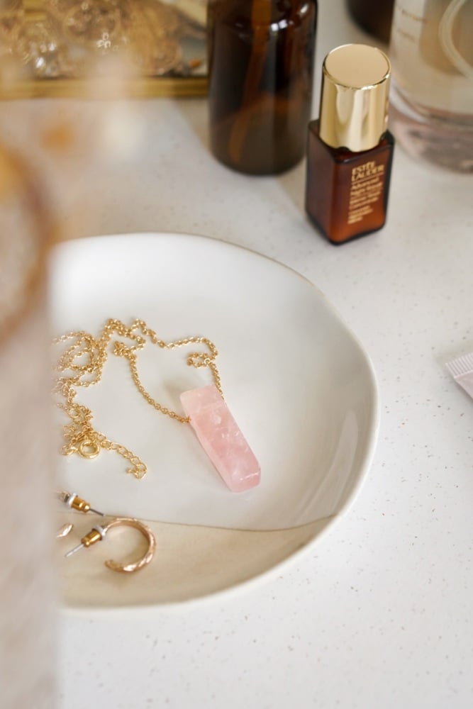 14ct Gold Plate & Rose Quartz Necklace