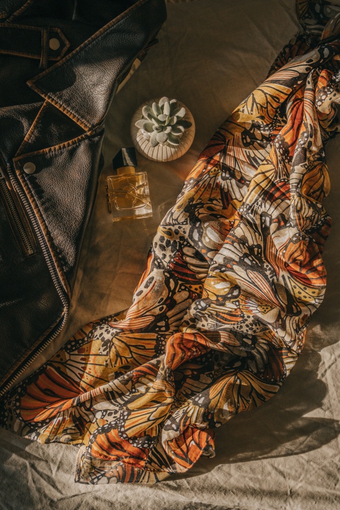 Monarch Butterfly Print Scarf