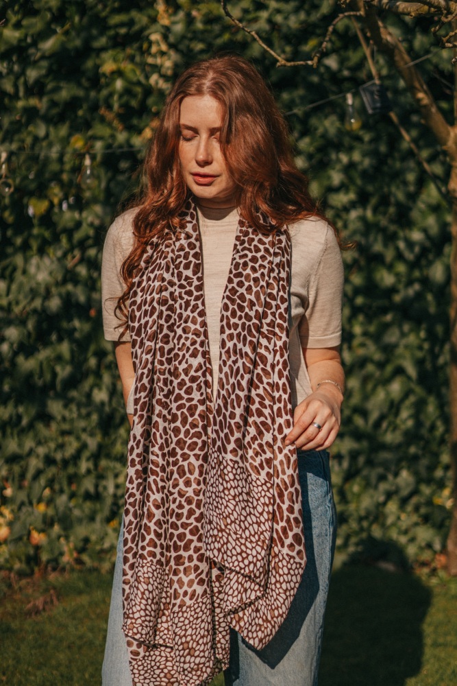 Leopard Print Border Scarf