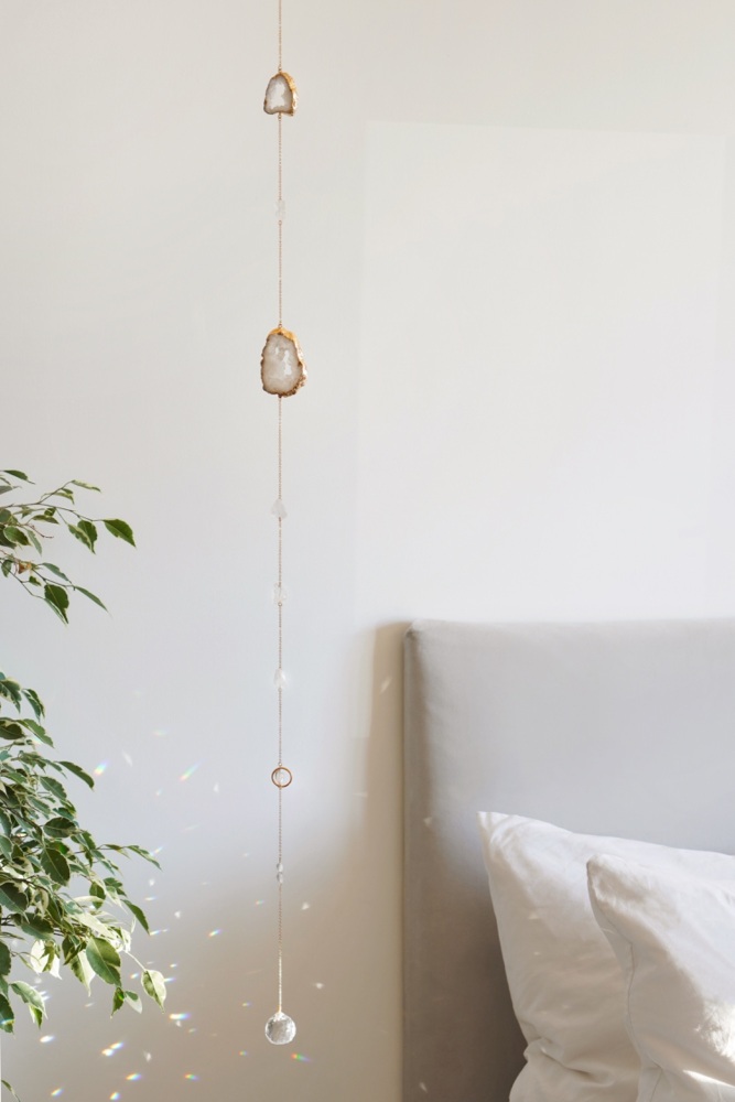 XXL Raw Quartz Crystal Window Suncatcher (120cm)