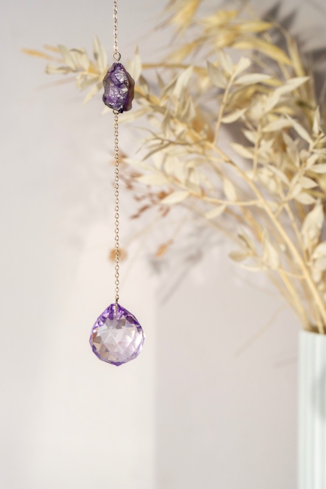 Raw Amethyst Crystal Window Suncatcher