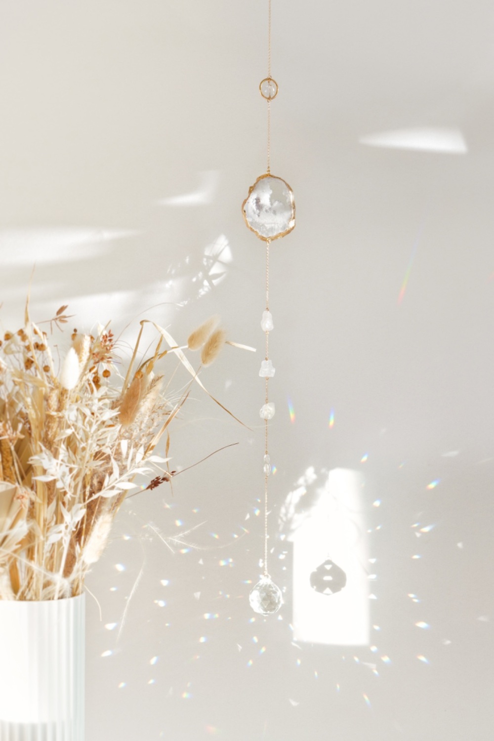 XL Raw Quartz Crystal Window Suncatcher