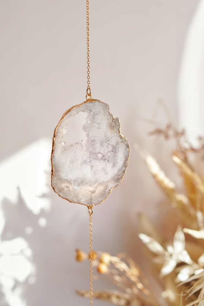 XL Raw Quartz Crystal Window Suncatcher