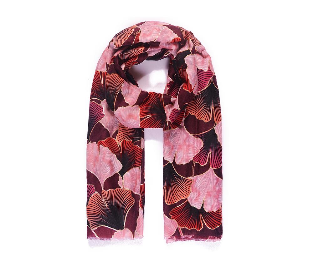 Red/Gold Mix Luxurious Ginkgo Leaf Pashmina Scarf