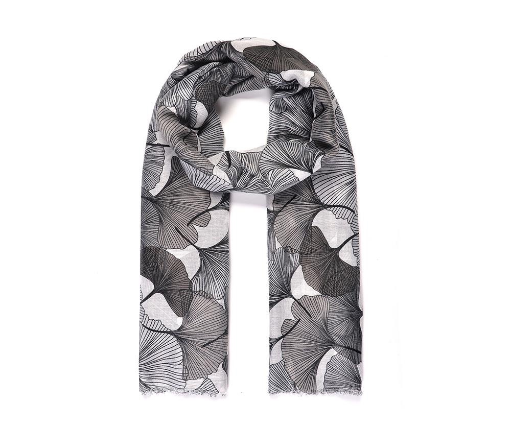 Monochrome Ginkgo Leaf Print Scarf