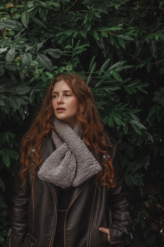 Luxury Grey Teddy Fleece Scarf