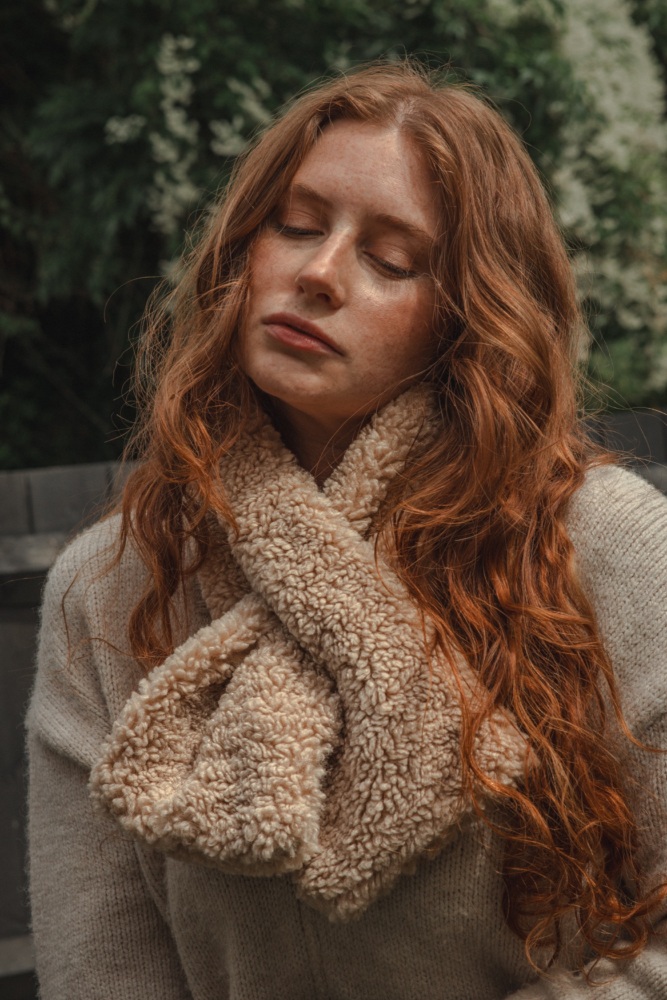 Cream Teddy Fleece Scarf