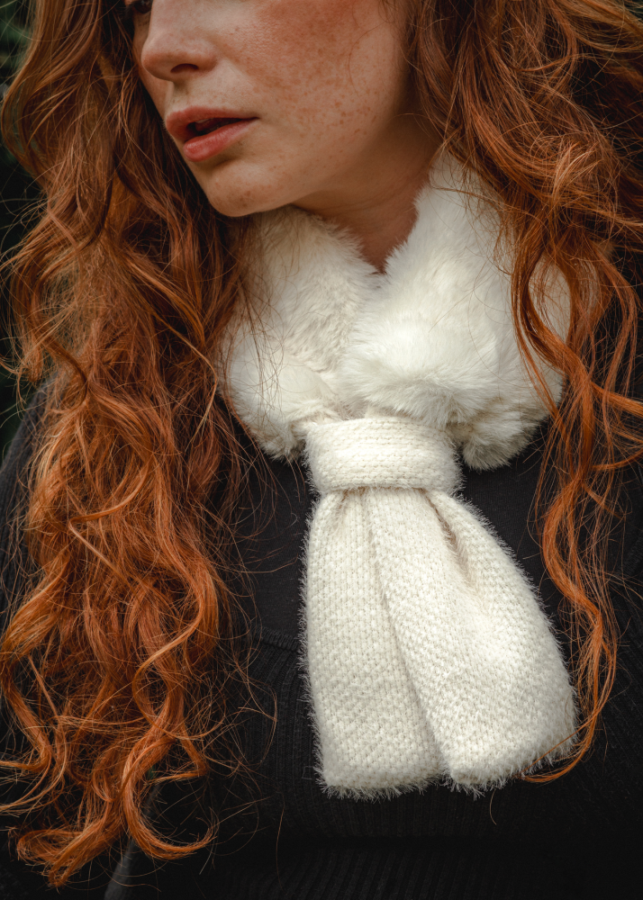 Luxe Winter Faux Fur Knit Wrap / Hat