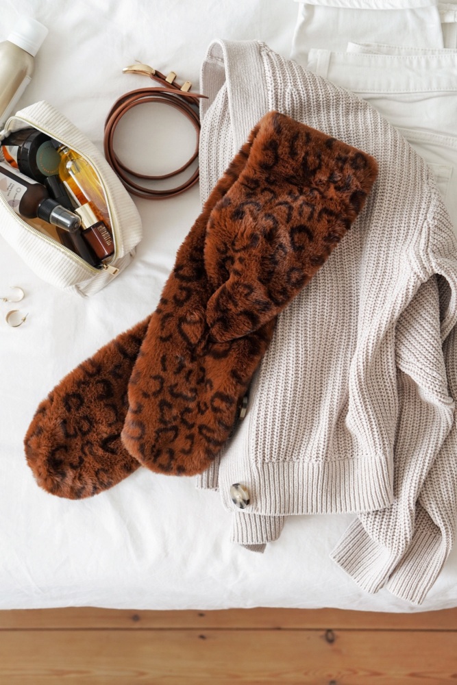 Cocoa Leopard Faux Fur Scarf