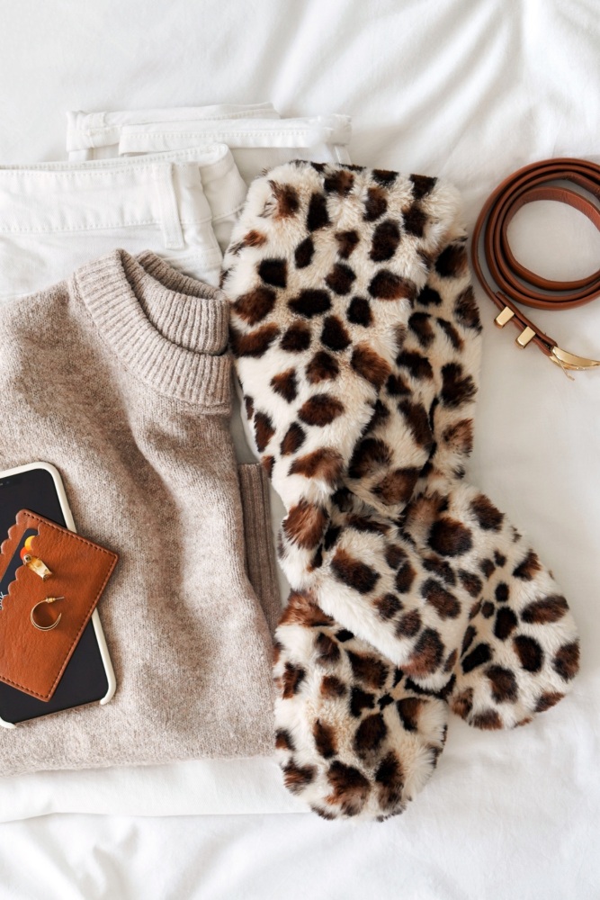 Snow Leopard Faux Fur Scarf