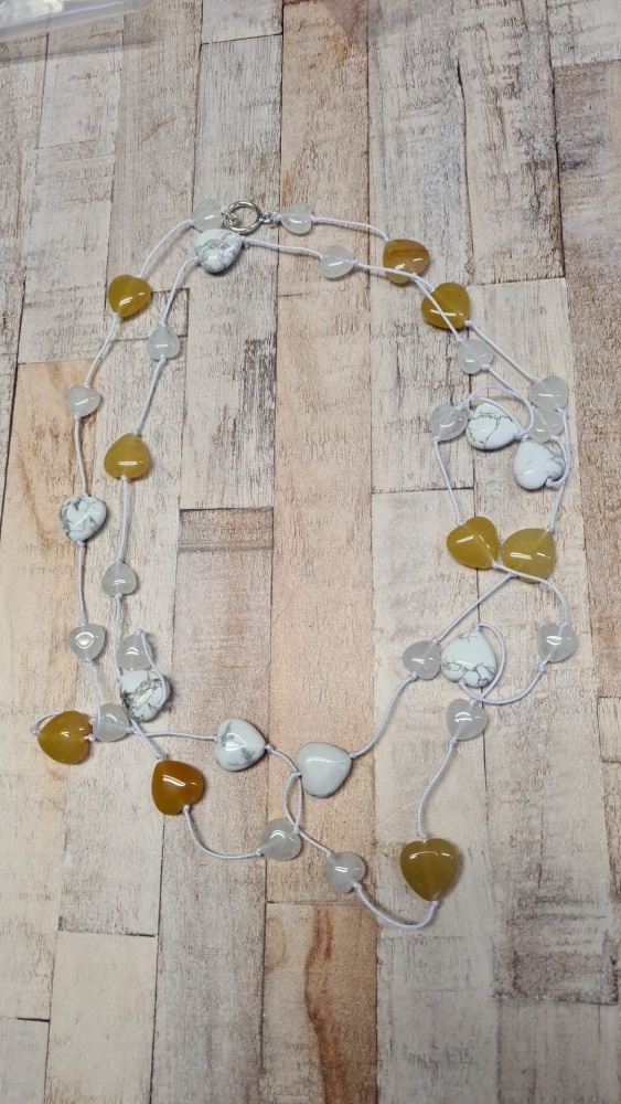 Howlite + Jade Heart Necklace