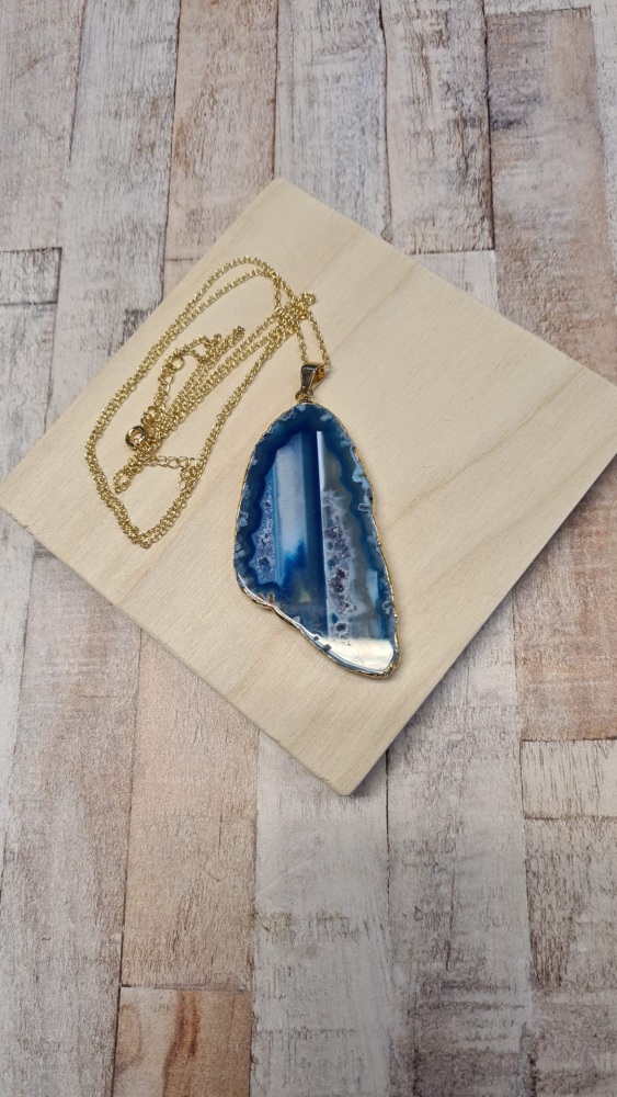 14ct Gold Plate Blue Agate Necklace