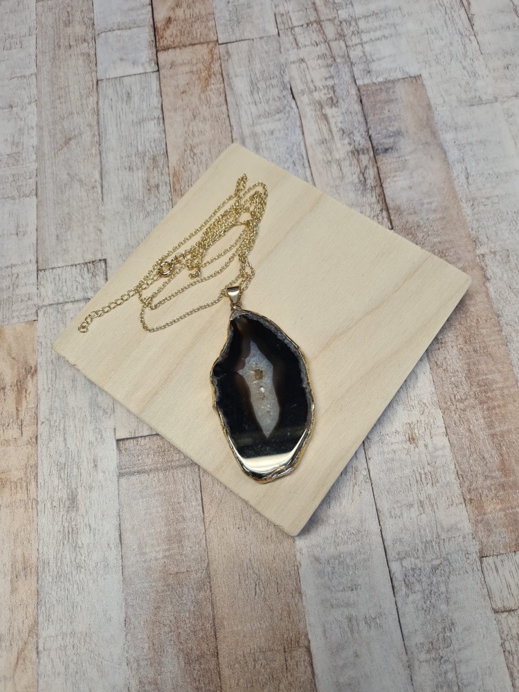 14ct Gold Plate Black Agate Necklace