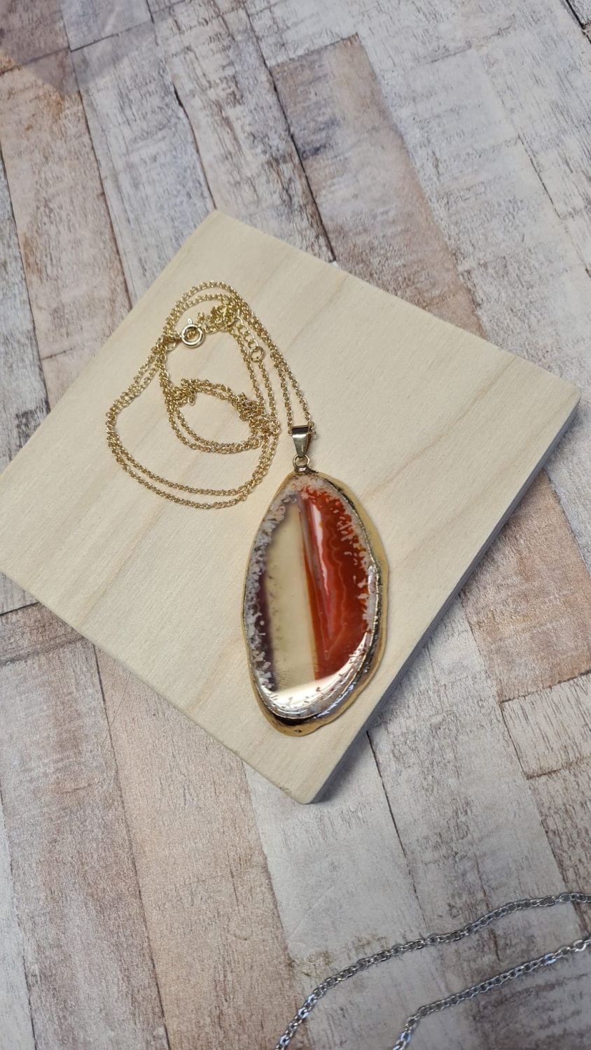 14ct Gold Plate Orange Agate Necklace