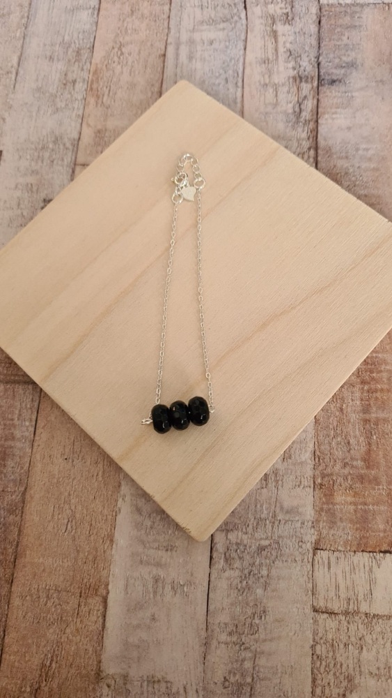 925 Sterling Silver Black Obsidian Bracelet