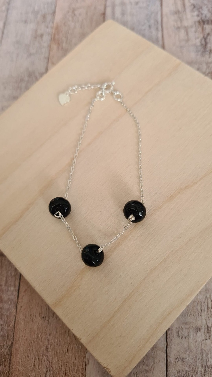 925 Sterling Silver Black Obsidian Bracelet