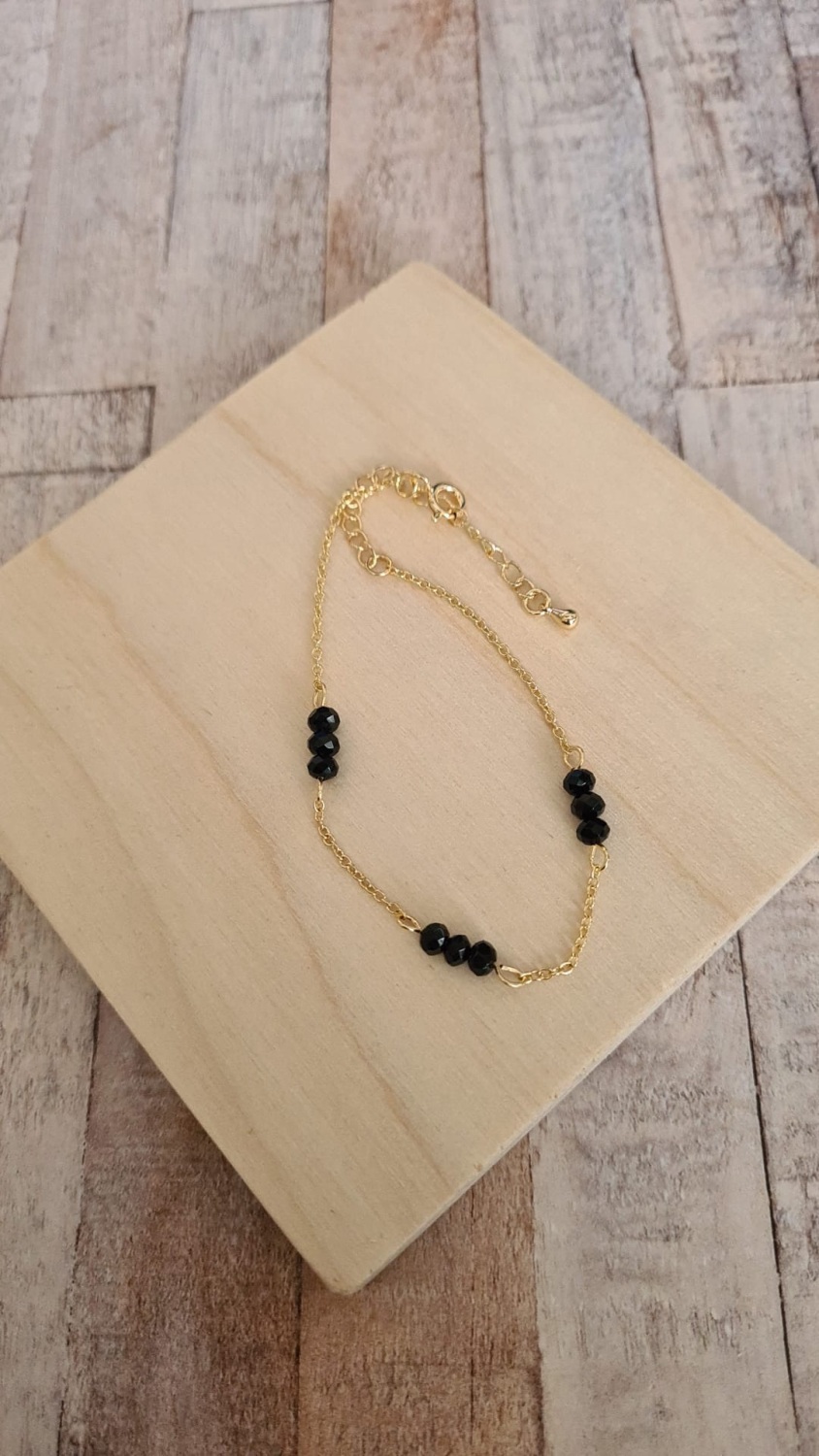 14ct Gold Plate Black Obsidian Bracelet