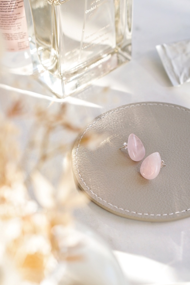 925 Sterling Silver Rose Quartz Studs