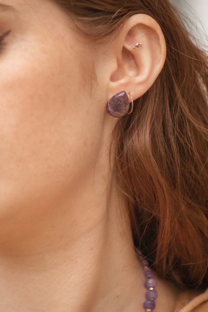 925 Sterling Silver Amethyst Studs
