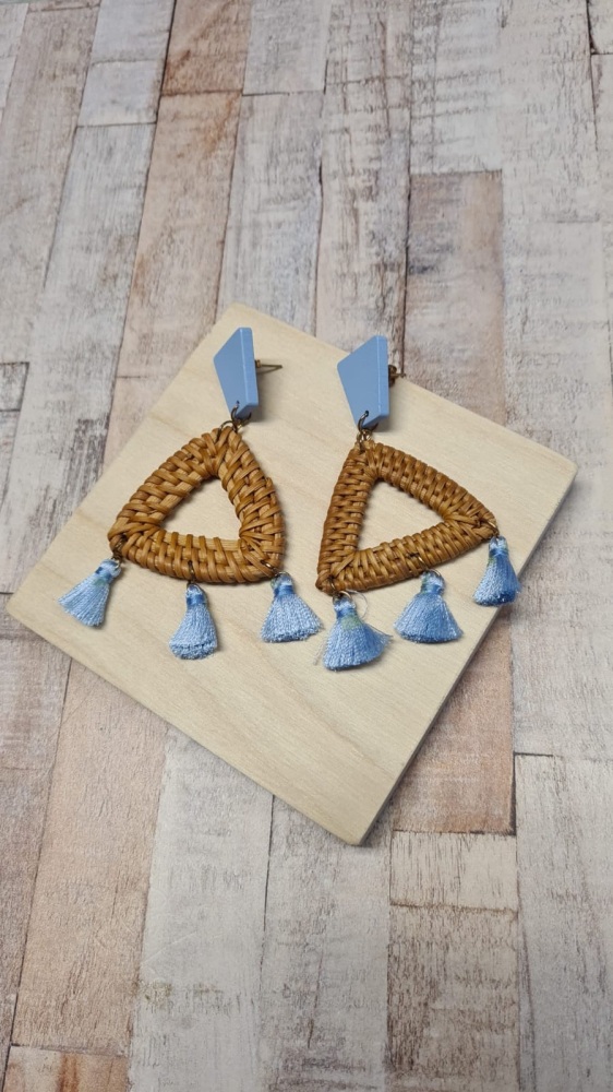Sky Blue Rattan Earrings