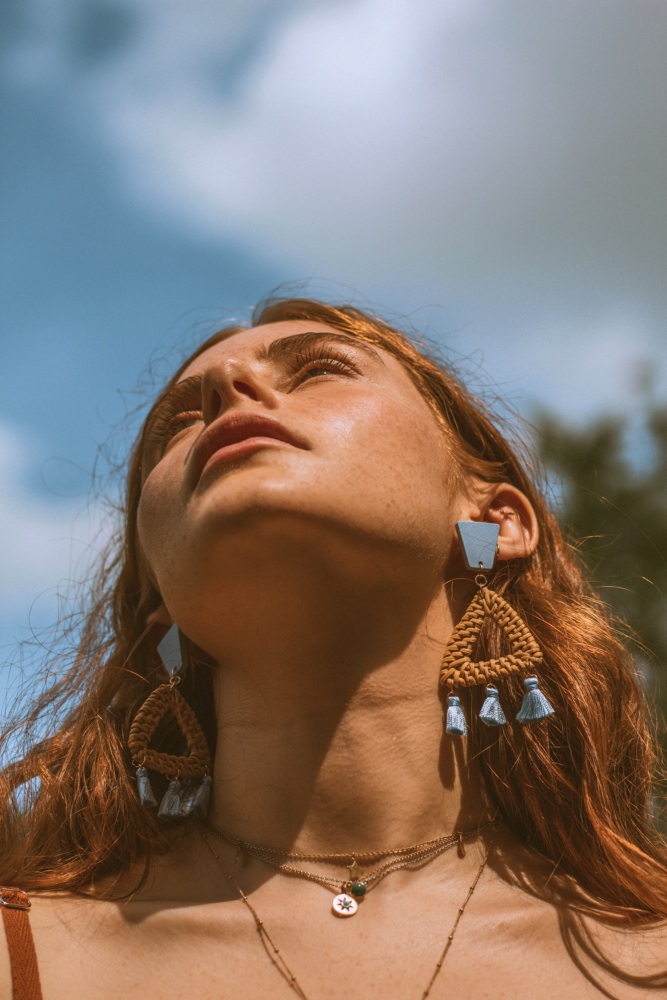 Sky Blue Rattan Earrings