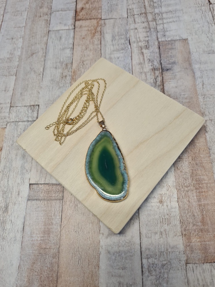 14ct Gold Plate Green Agate Necklace