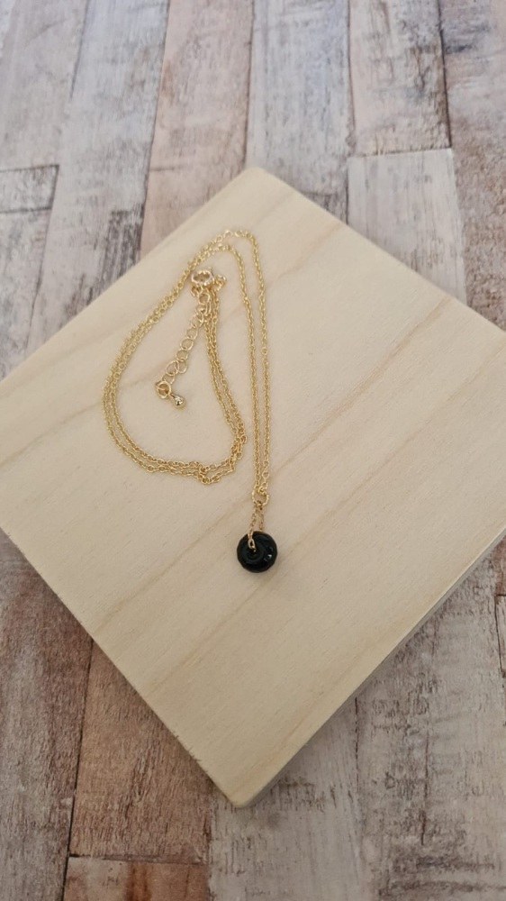 14ct Gold Plate & Black Obsidian Necklace