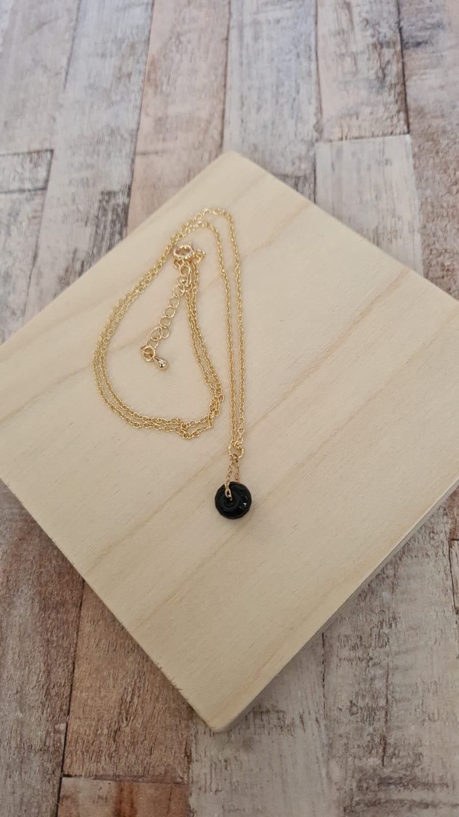 14ct Gold Plate & Black Obsidian Necklace