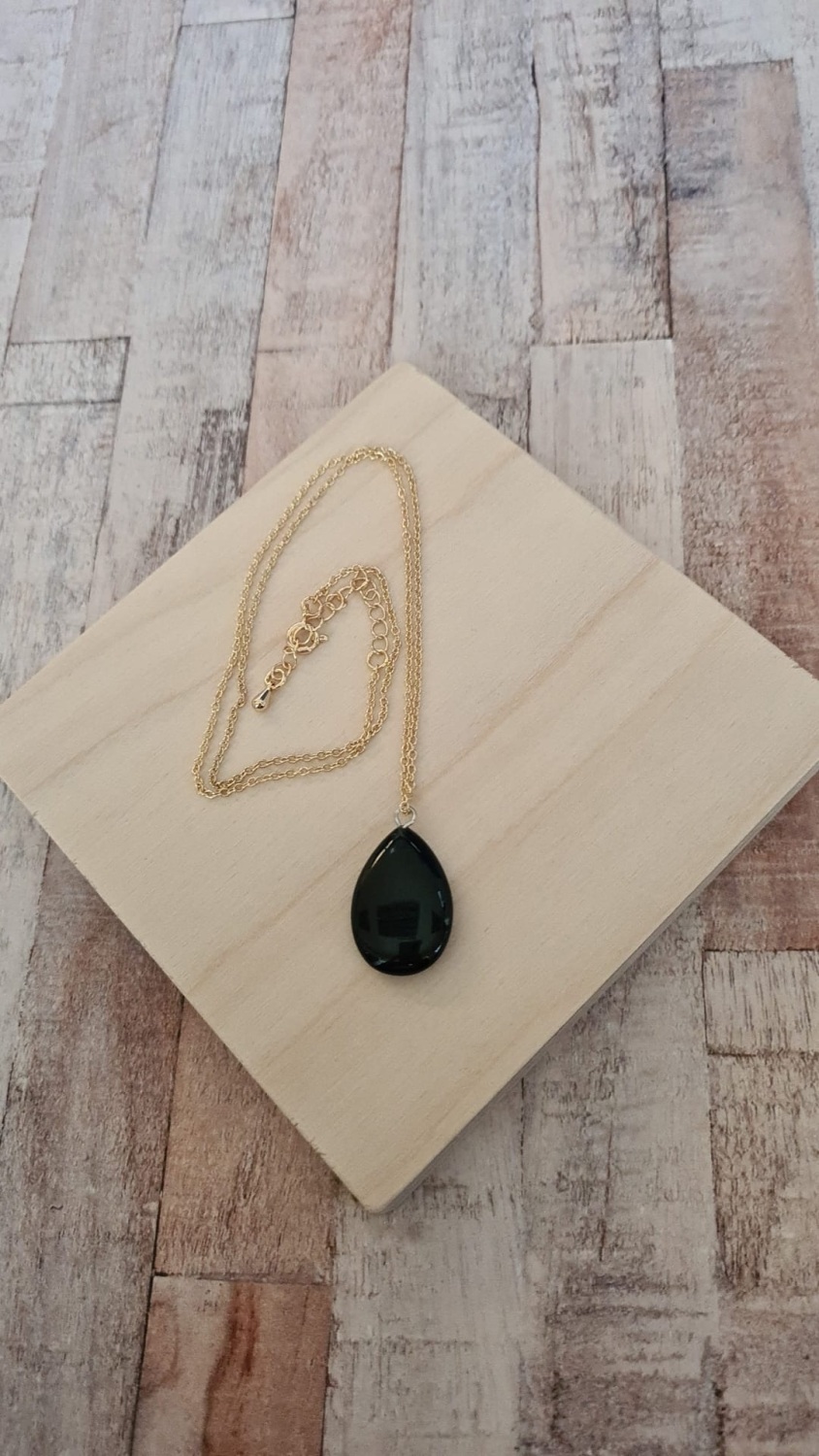 14ct Gold Plate & Black Obsidian Necklace